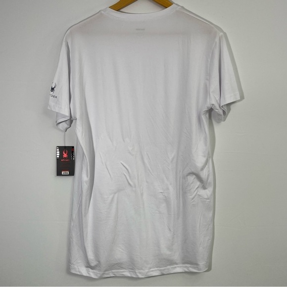 NWT Spyder Large Men's Spandex Soft Stretchy Athletic White Short Sleeve T Shirt - Picture 9 of 9